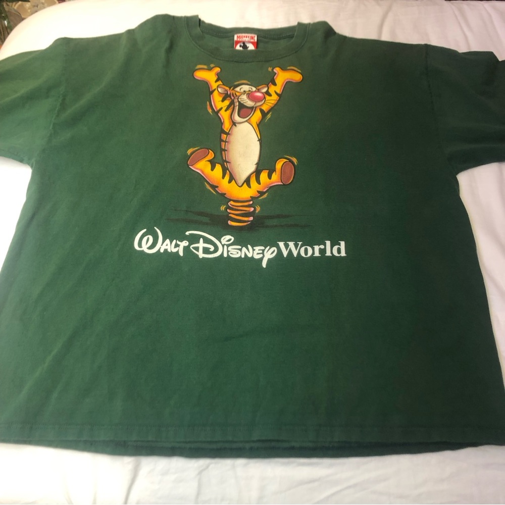 Walt Disney World Winnie Tiger Green Graphic Tee Shirt Size XXL Vintage 90s